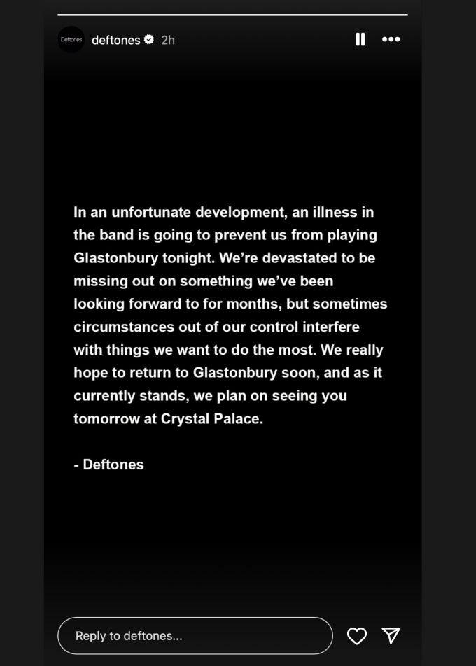 Deftones Cancel Glastonbury Festival Set Hours Before Showtime