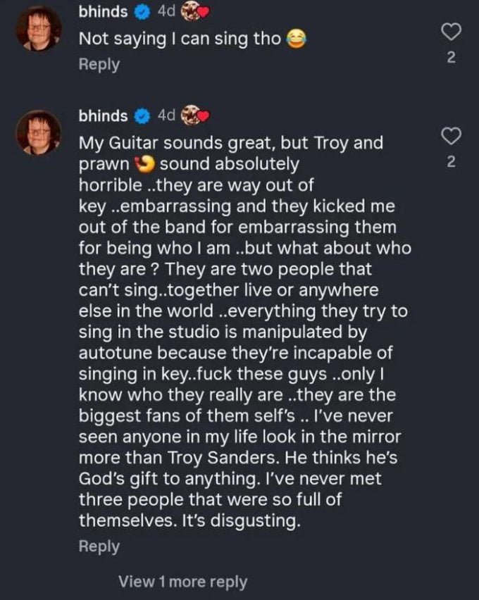 Brent Hinds Continues to Blast His Ex-Mastodon Bandmates: "F*ck These Guys"
