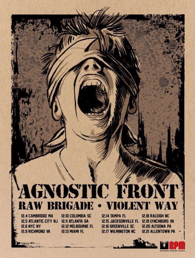Agnostic Front Unveil U.S. Tour with Raw Brigade and Violent Way